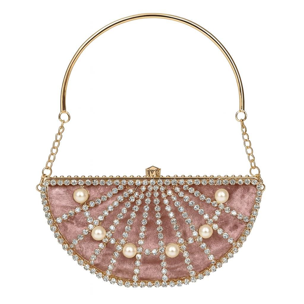 Crystal Pearl Curve Clutch